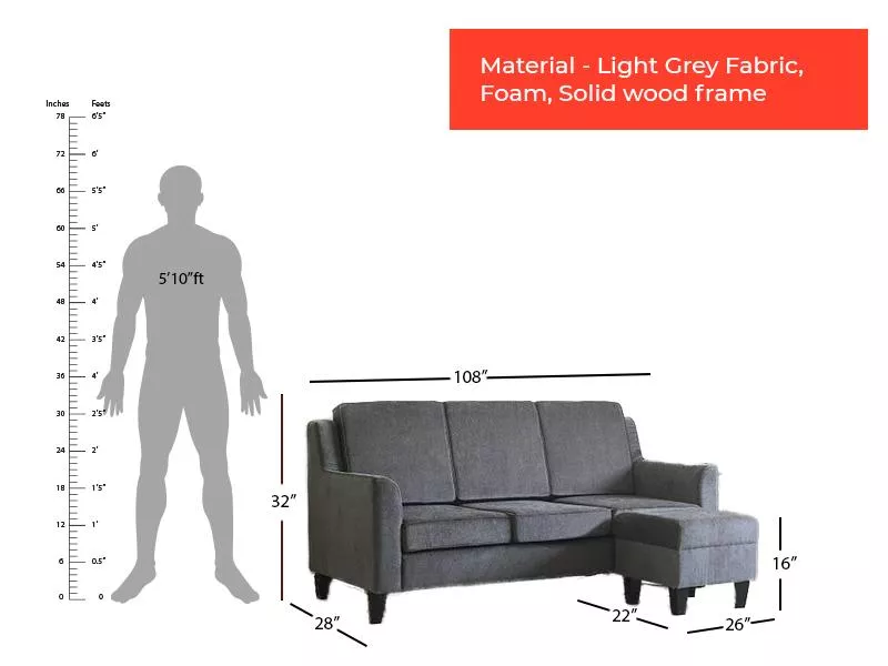 Erica L Shaped Sofa in Livid Color
